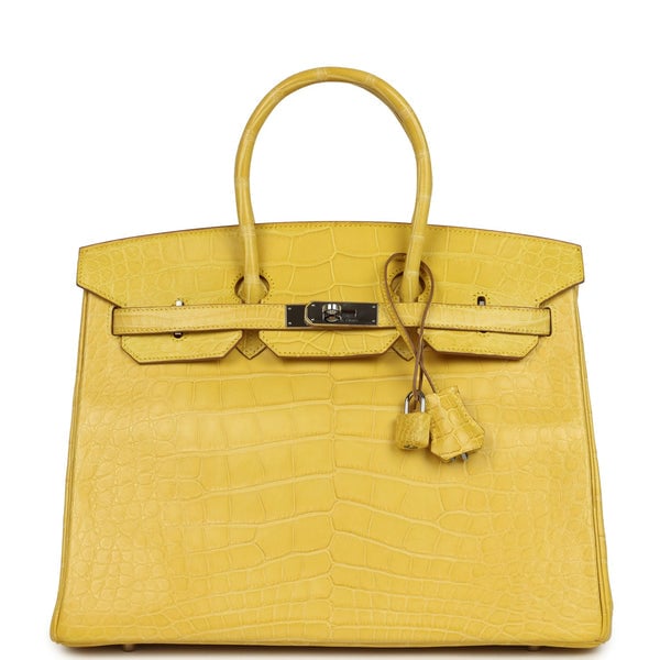 Hermes Pre-owned Hermes Birkin 35 Mimosa Matte Alligator Palladium Hardware