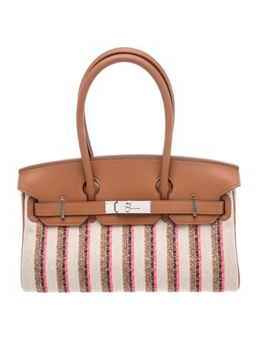 2025 Toile "Couverture Lignes" Shoulder Birkin Light 29 w/ Tags