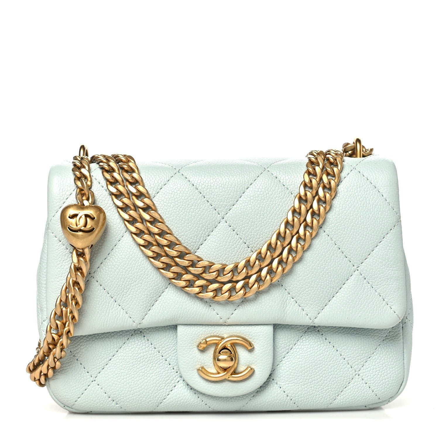 Chanel Caviar Quilted Mini Sweetheart Flap Light Blue