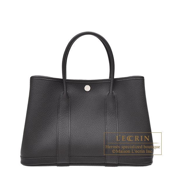Hermes Garden Party bag 30/TPM Black Negonda leather Silver hardware