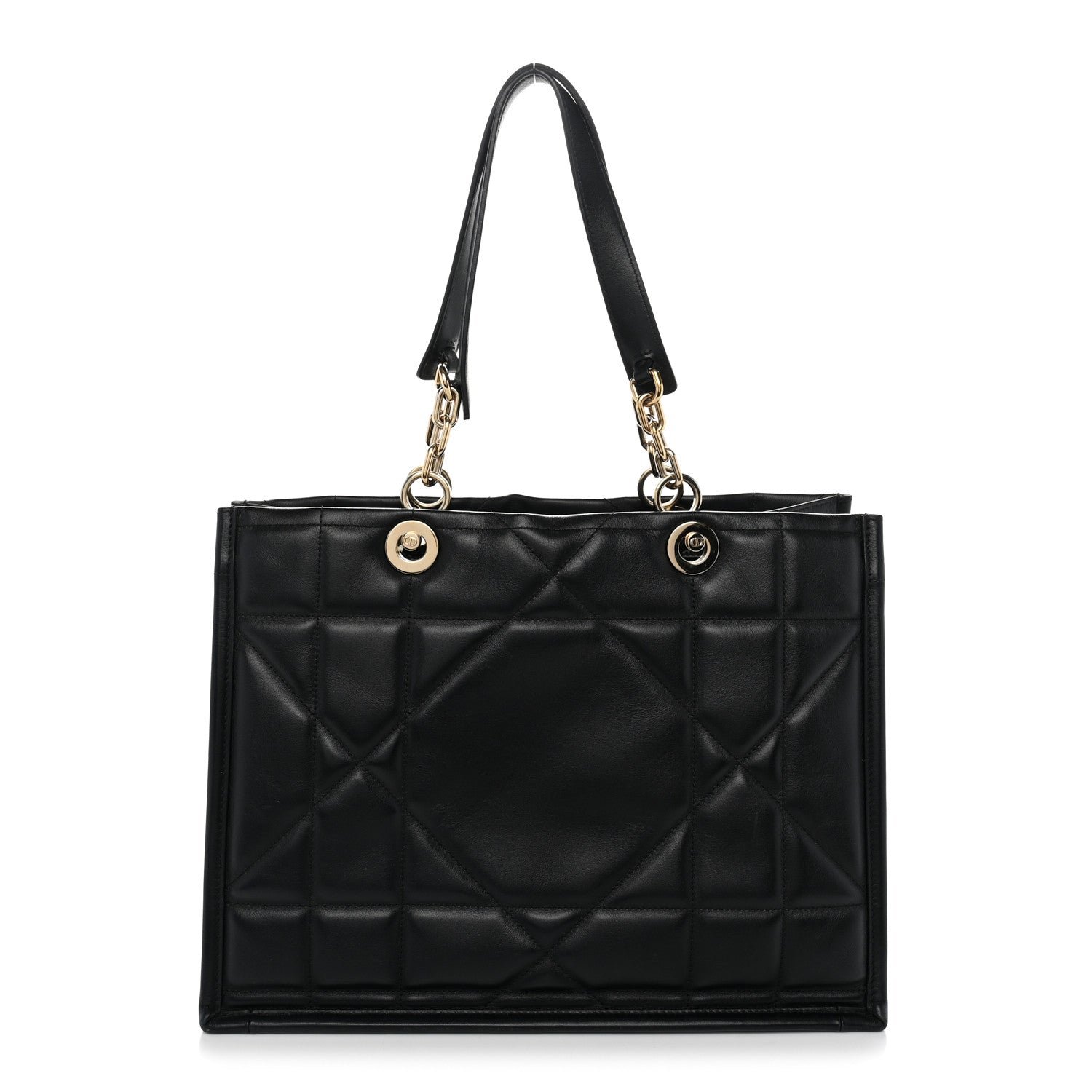Dior Christian Dior Calfskin Archicannage Medium Essential Tote Black