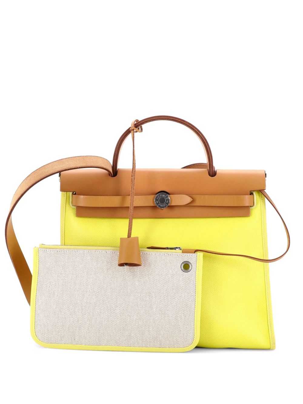 Herbag Zip Berline Vache Canvas and Leather 31 shoulder bag