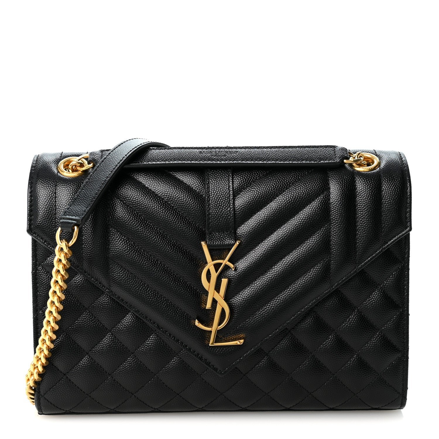 Saint Laurent Grain De Poudre Textured Mixed Matelasse Triquilt Medium Monogram Satchel Black