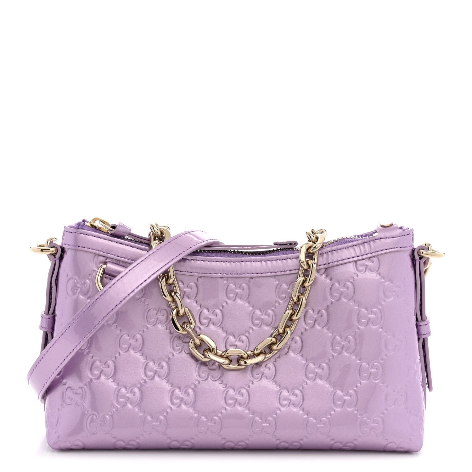Gucci Shine Guccissima Emblem Small Shoulder Bag Lilac Haz