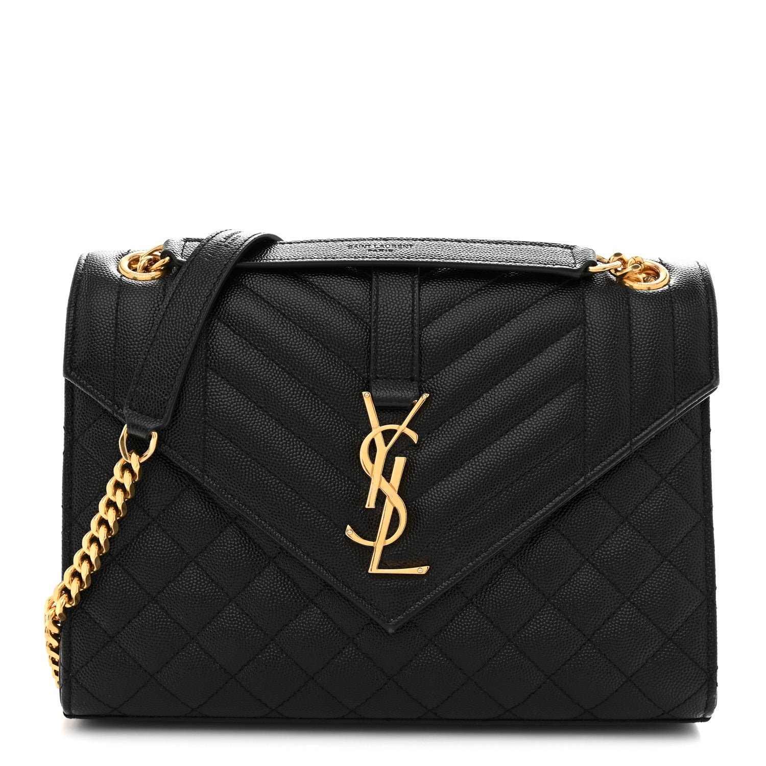 Saint Laurent Grain De Poudre Textured Mixed Matelasse Triquilt Medium Monogram Satchel Black