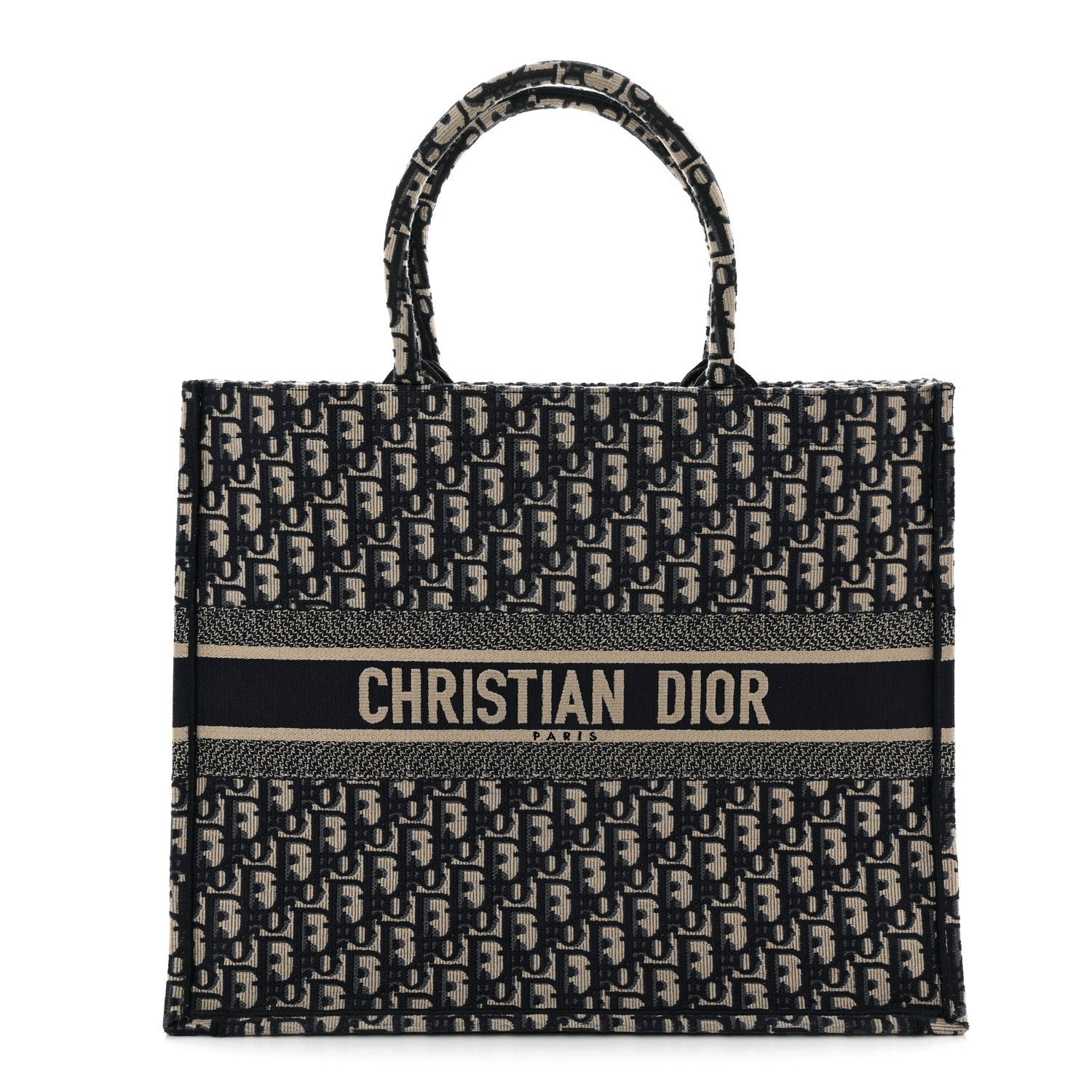 Christian Dior Oblique Large Book Tote Blue Multicolor