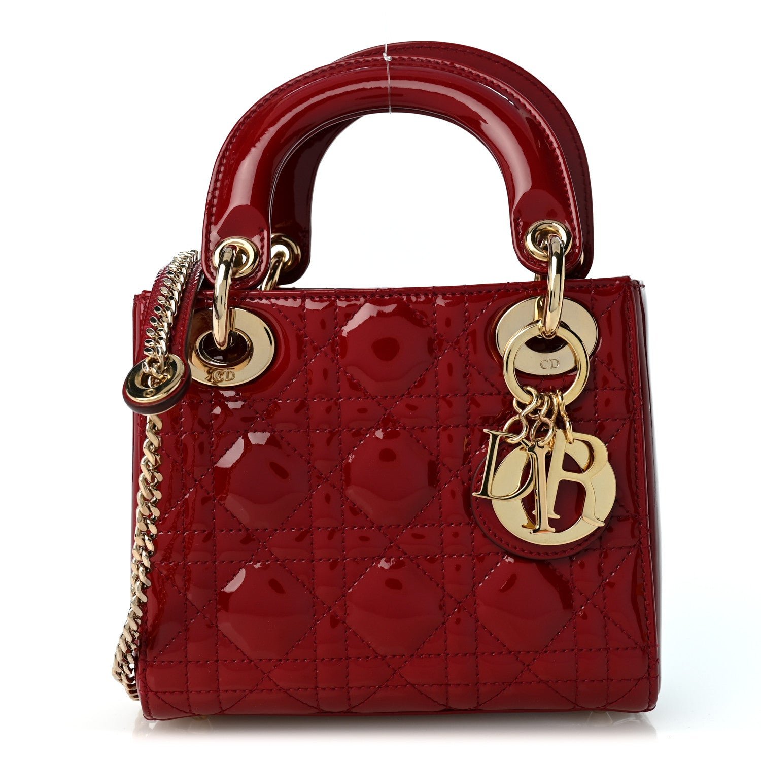 Christian Dior Patent Cannage Mini Lady Dior Red