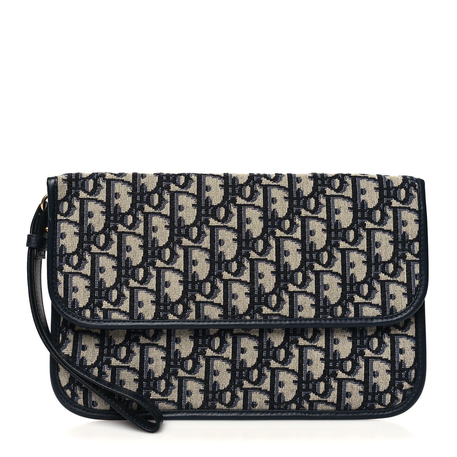 Dior Oblique Flap Pouch Clutch Blue