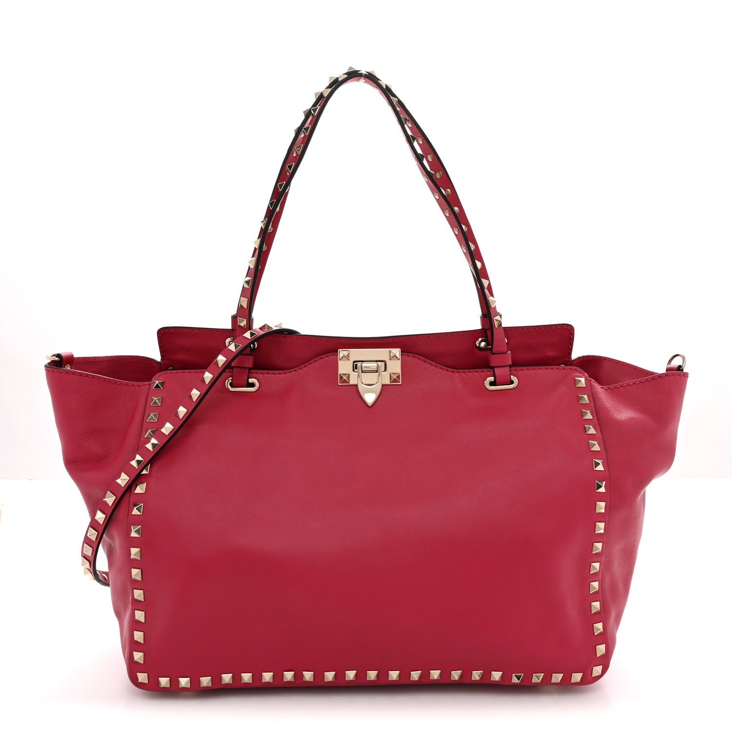 Valentino Garavani Vitello Medium Rockstud Tote Cyclamin