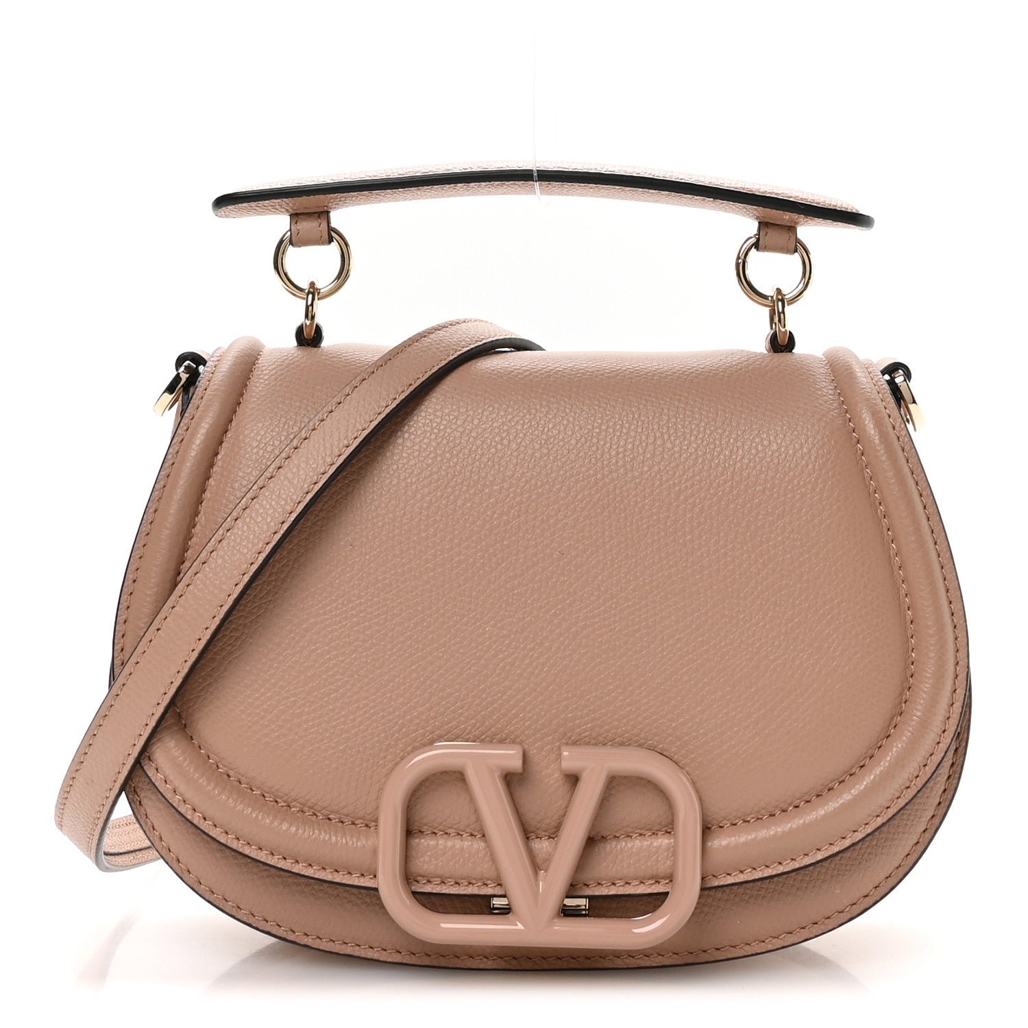 Valentino Garavani Valentino Garavani Grainy Calfskin VSling Saddle Bag Rose Cannelle