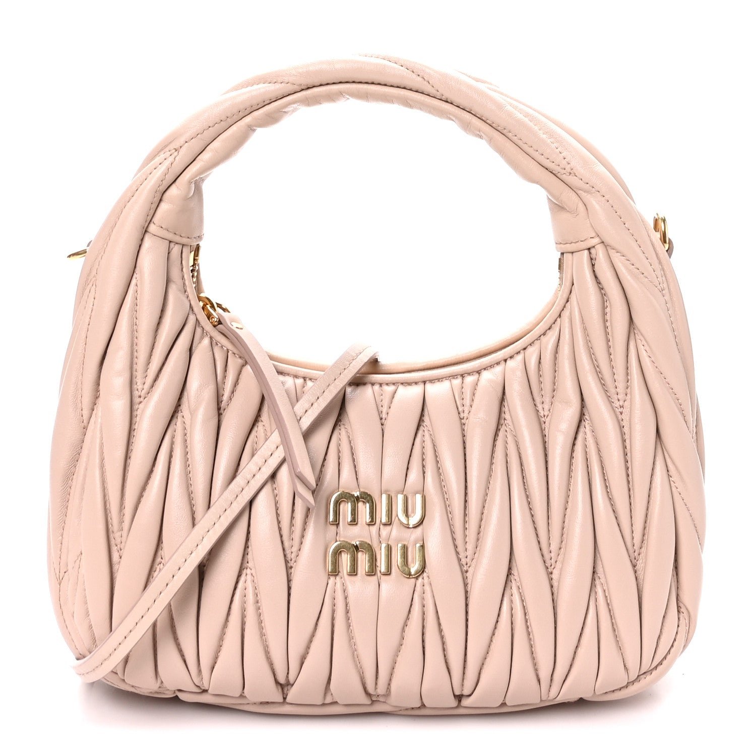 Miu Miu Nappa Matelasse Small Wander Hobo Sabbia