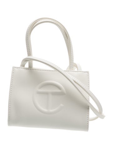 Vegan Leather Small White Shopping Bag Small