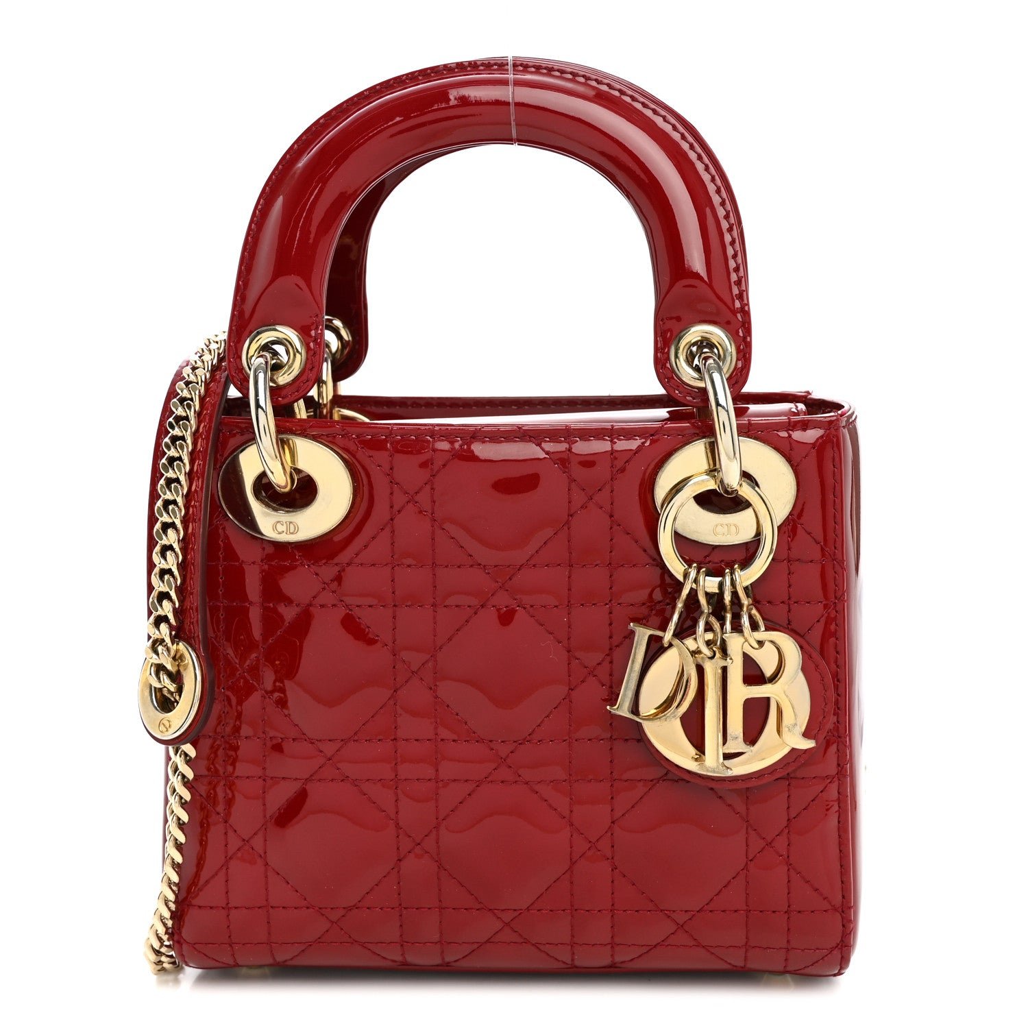 Christian Dior Patent Cannage Mini Lady Dior Red