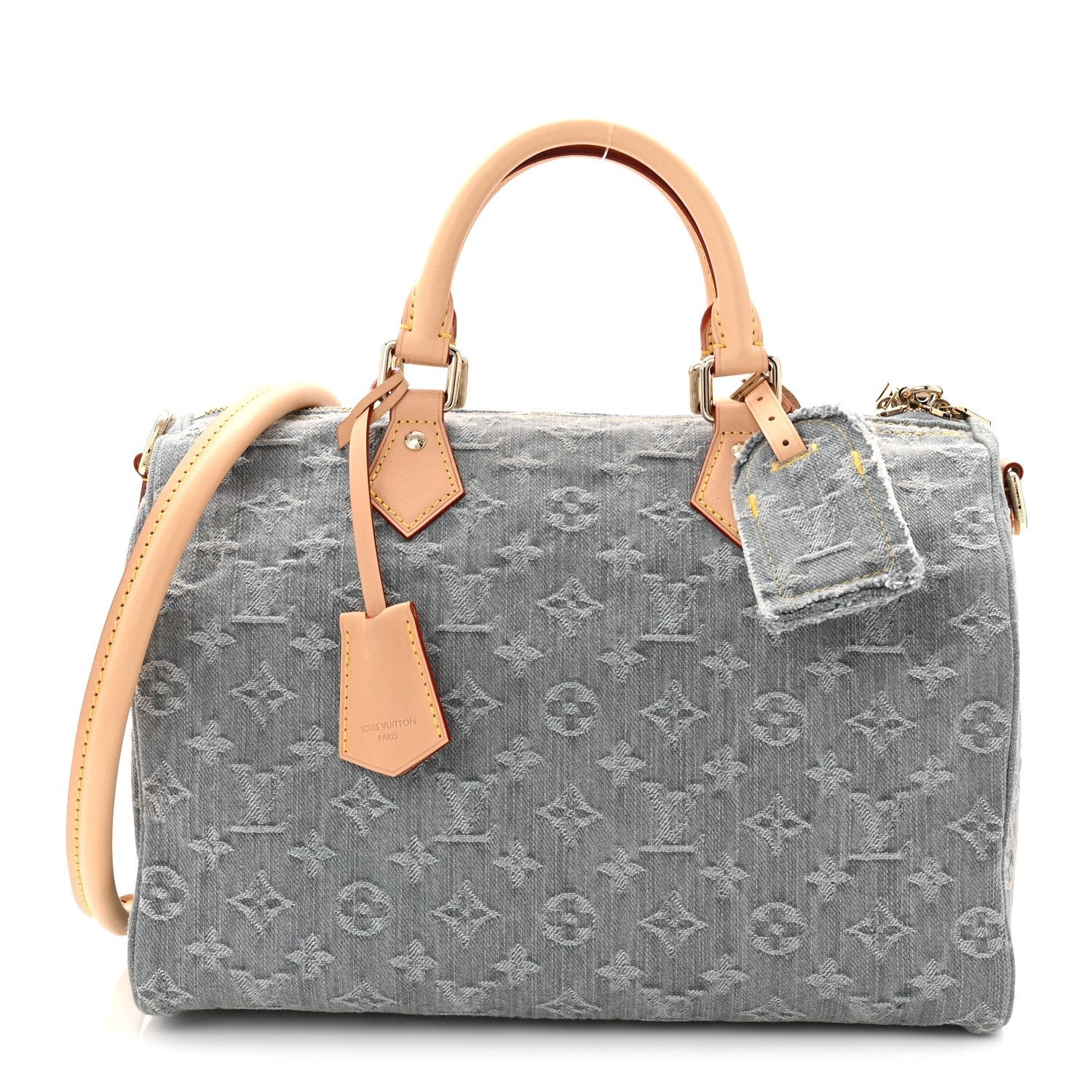 Louis Vuitton Monogram Denim Speedy Soft 30 Washed Gray