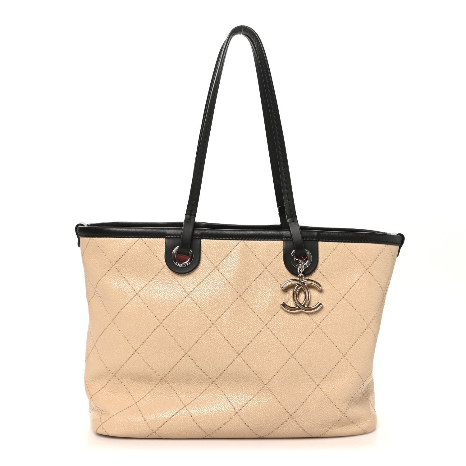 Chanel Grained Calfskin Medium Fever Shopping Tote Beige