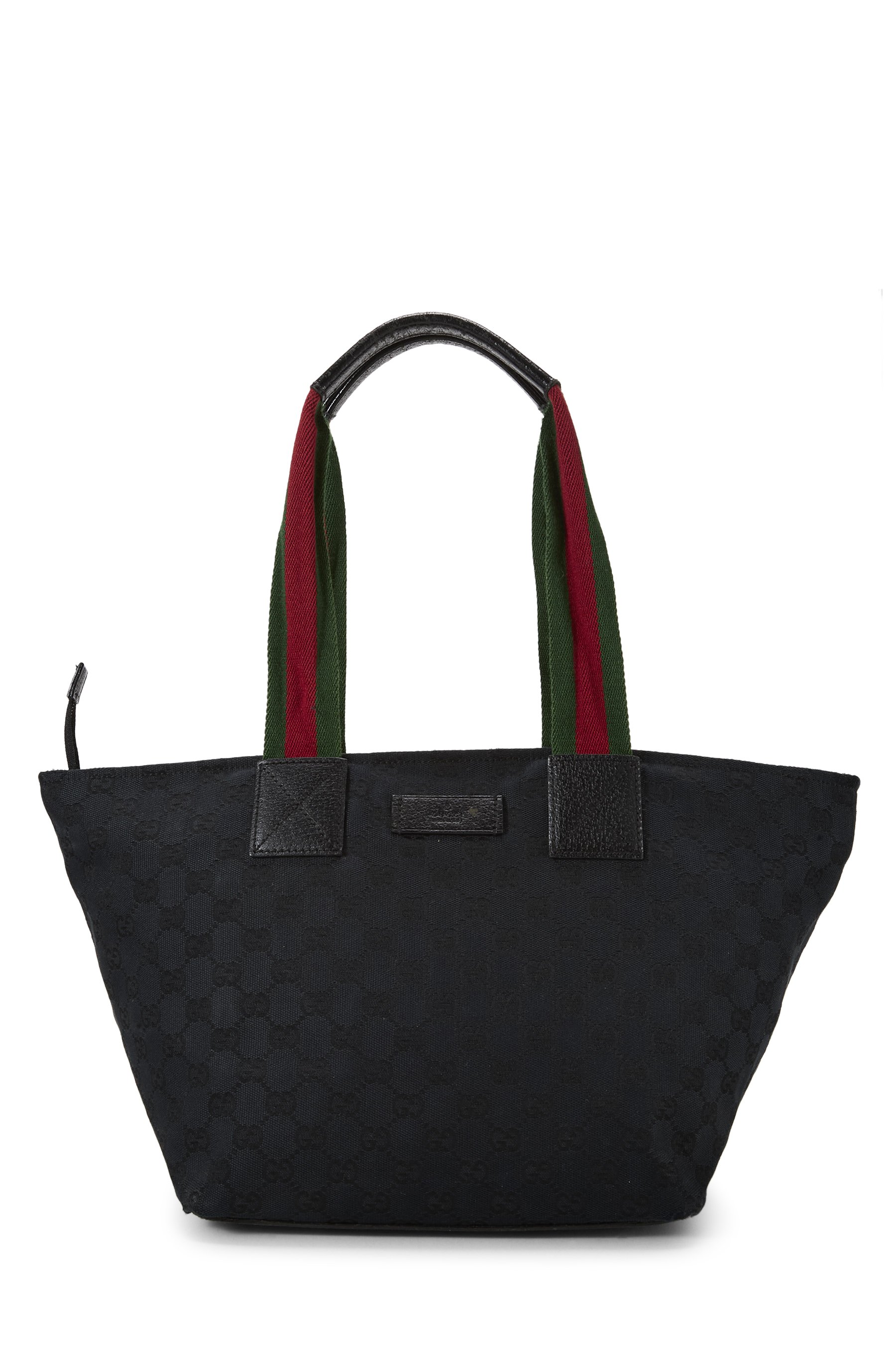 Black GG Canvas Web Soft Zip Tote