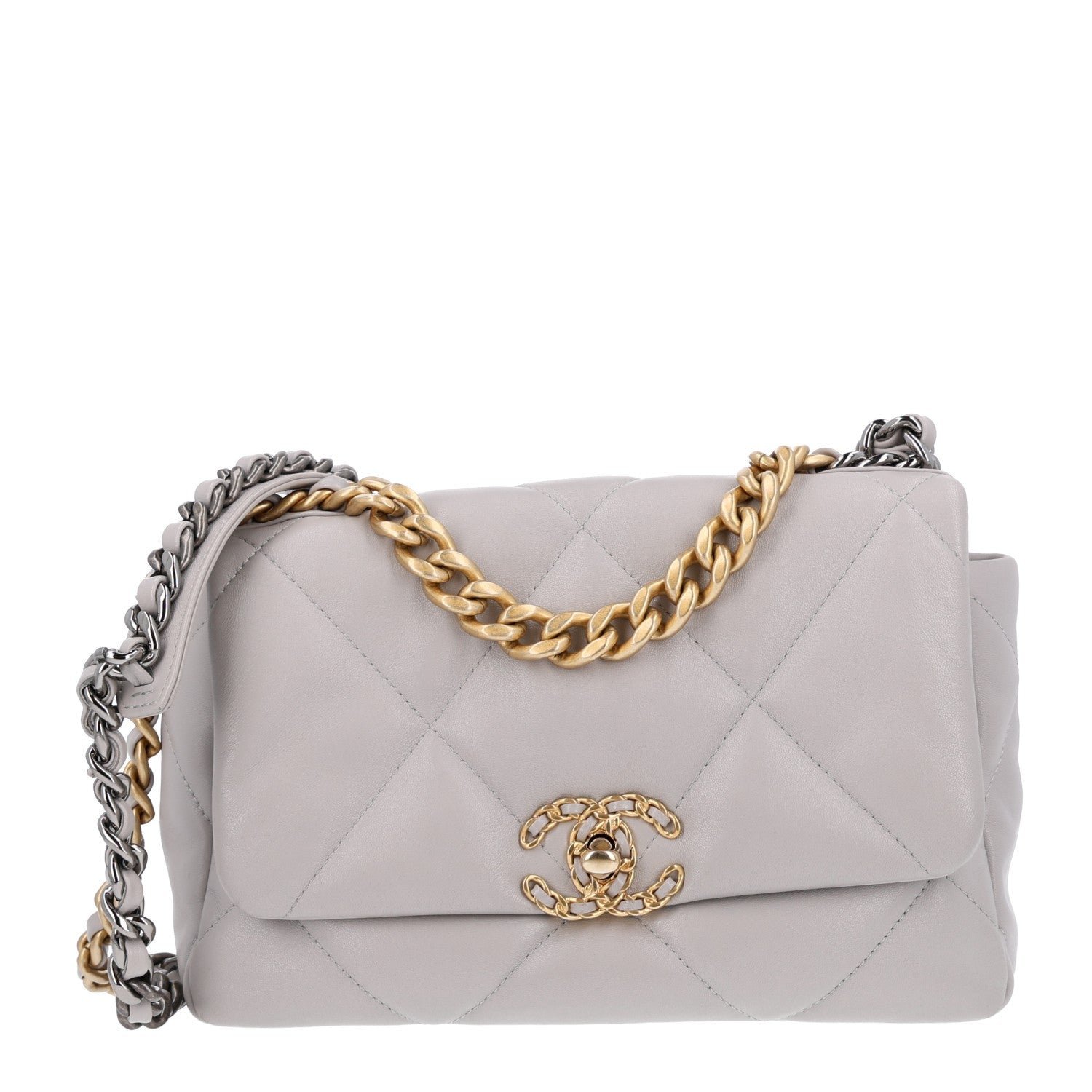 Chanel Lambskin Quilted Medium Chanel 19 Flap Grey