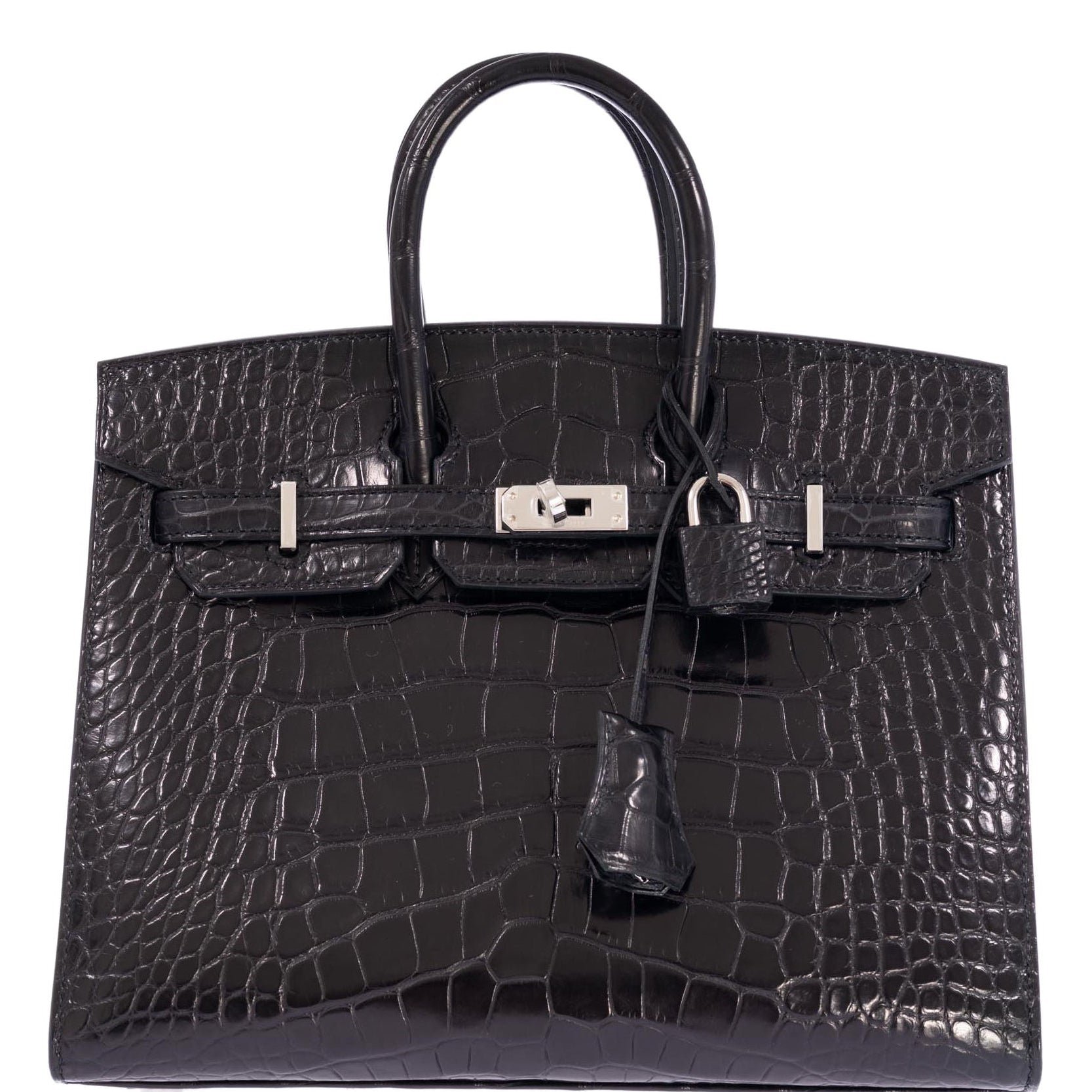 Hermes Hermès Birkin 25 Sellier Noir Matte Alligator Palladium Hardware