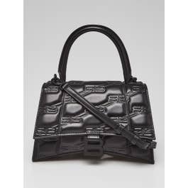 Balenciaga Balenciaga Black Embossed Leather Hourglass Small Top Handle Bag