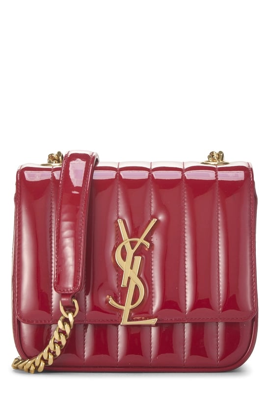 Red Quilted Patent Leather Vicky Crossbody Small
