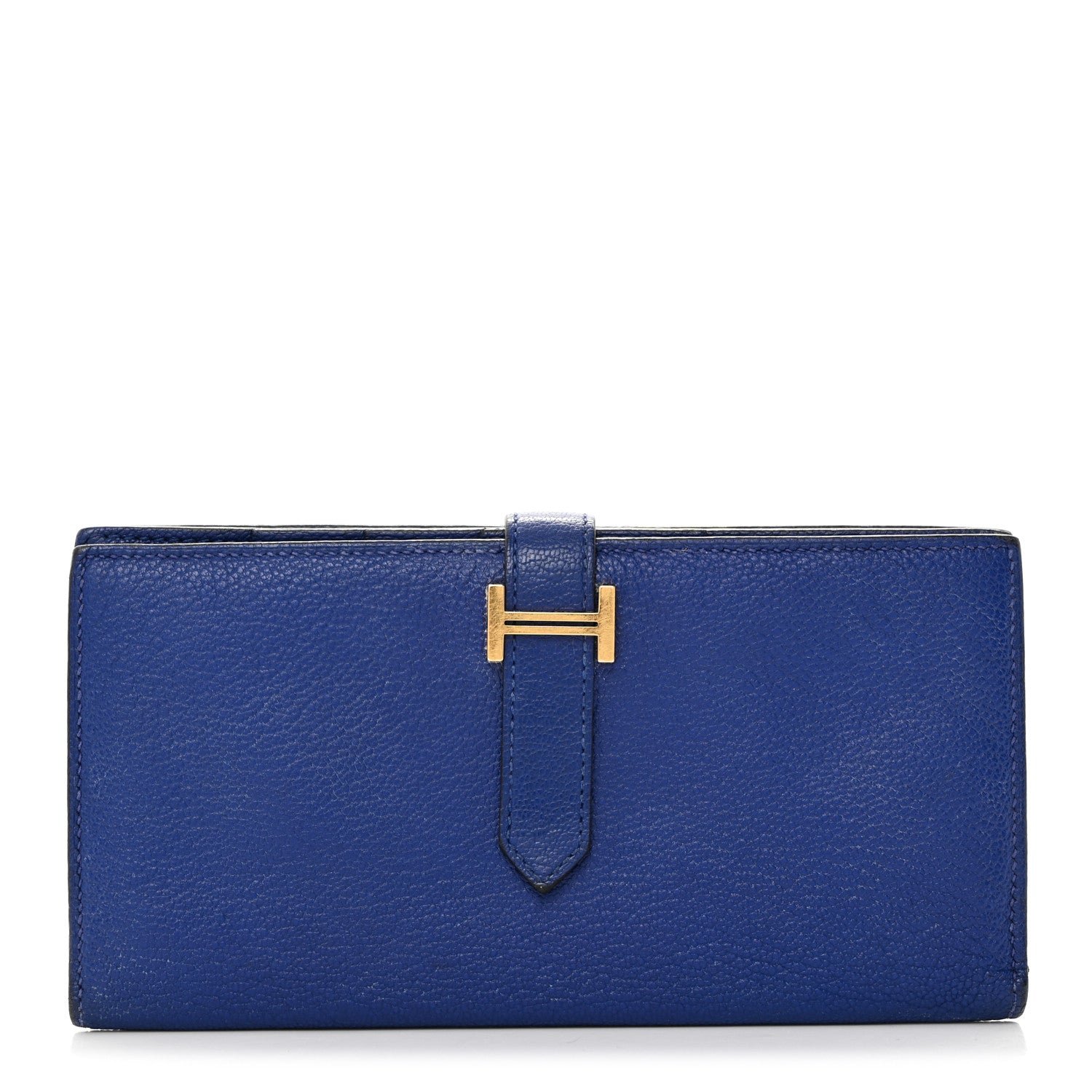 Hermes Chevre Mysore Bearn Gusset Wallet Bleu Electrique