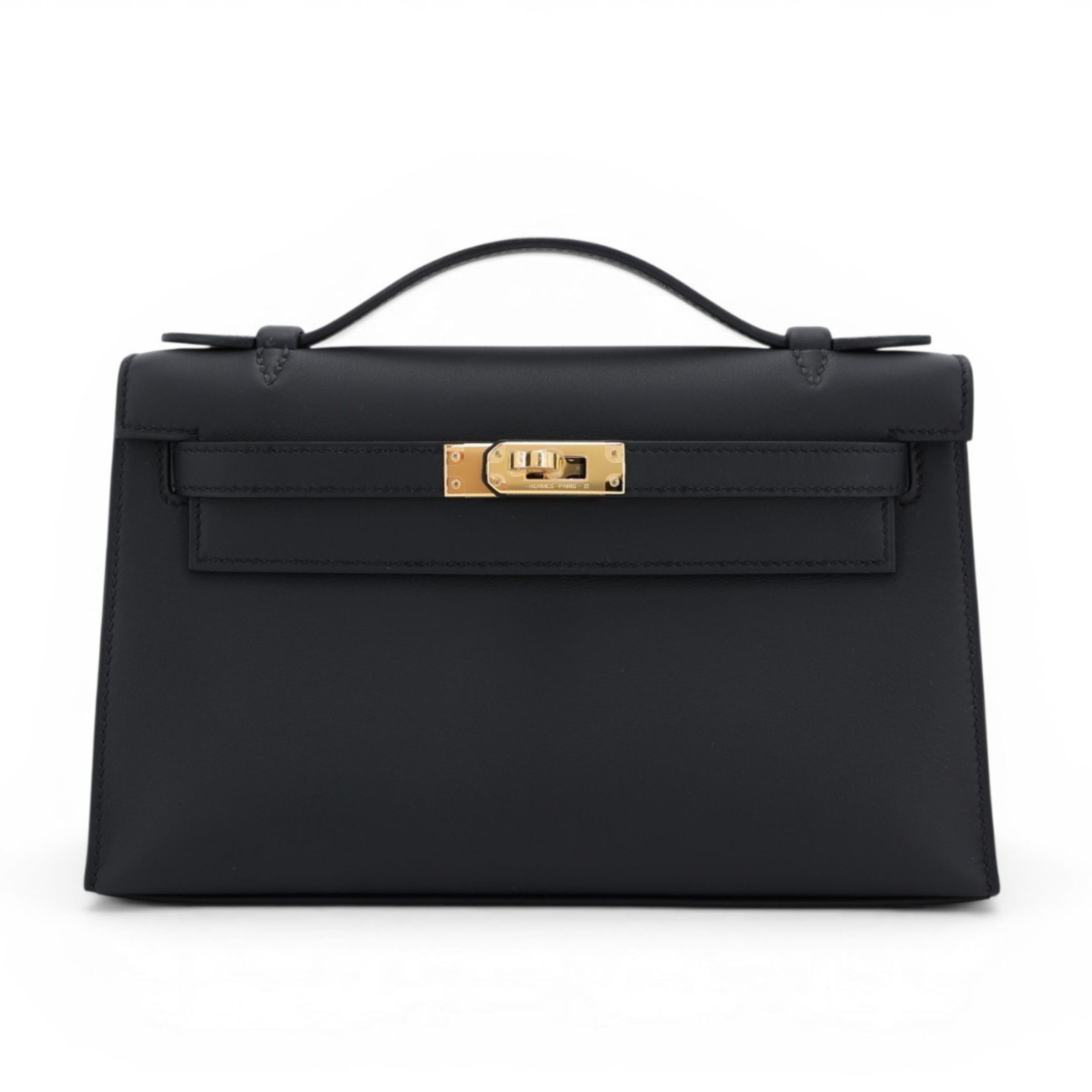 Brand New ( Rank N ) HERMÈS Kelly Pochette Noir (89) Swift Gold hardware K (2025)