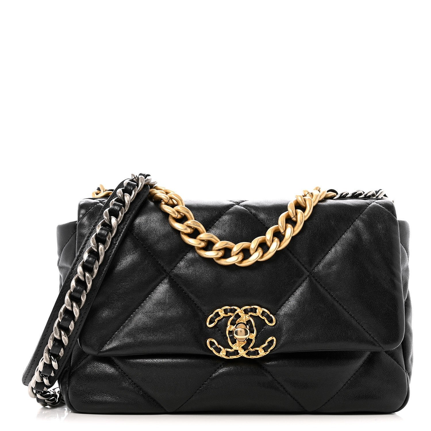 Chanel Goatskin Quilted Medium Chanel 19 Flap Black