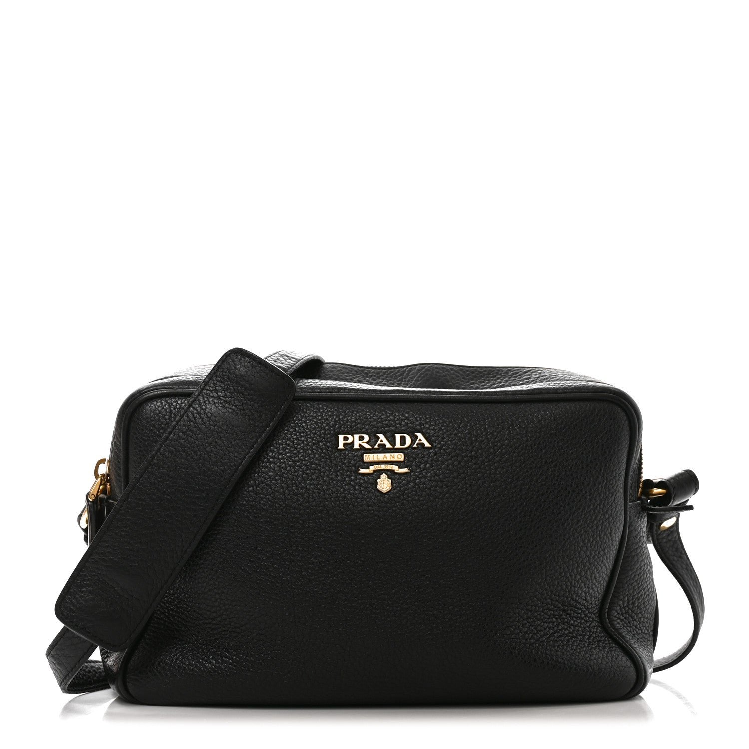 Prada Vitello Daino Medium Double Zip Shoulder Bag Black