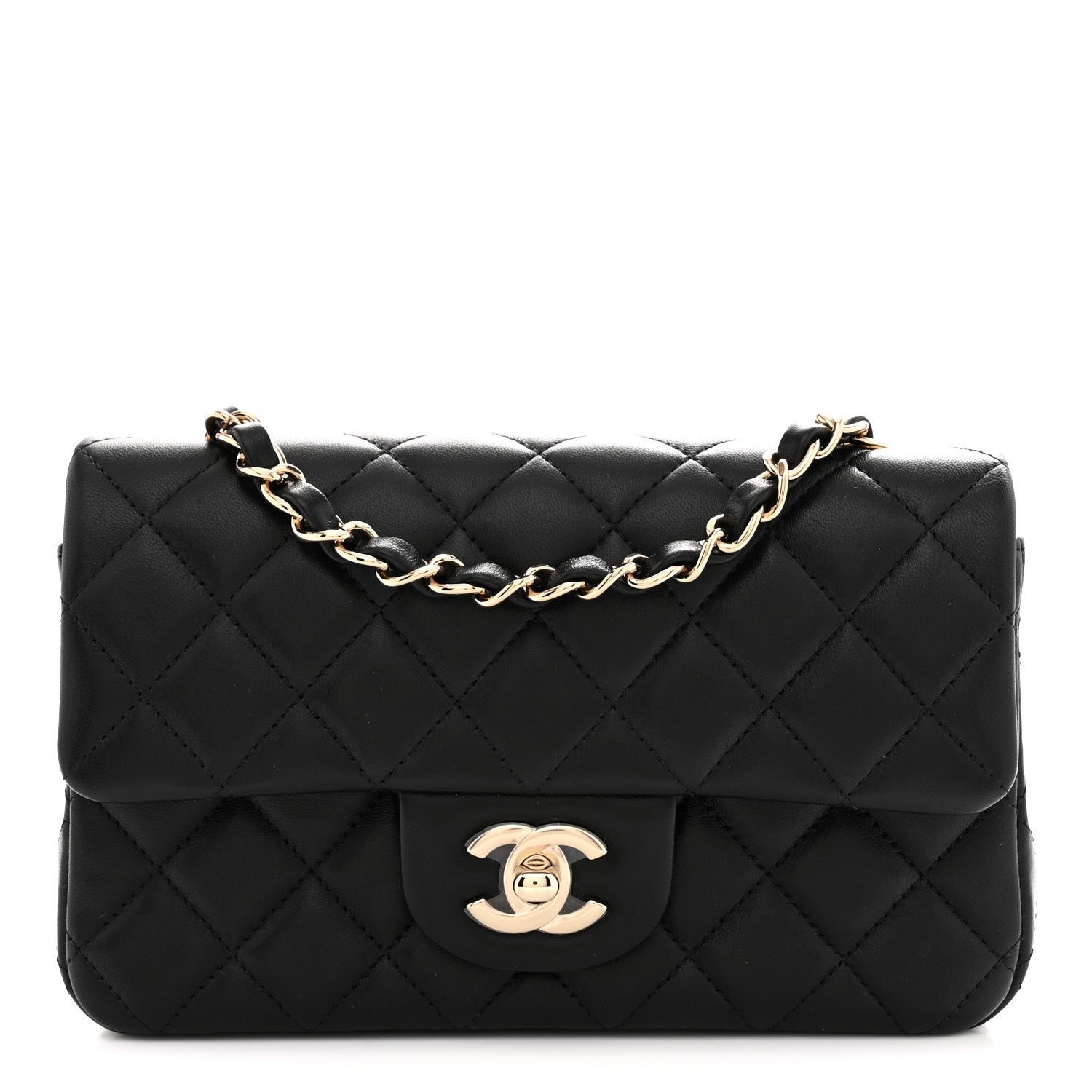 Chanel Lambskin Quilted Mini Rectangular Flap Black