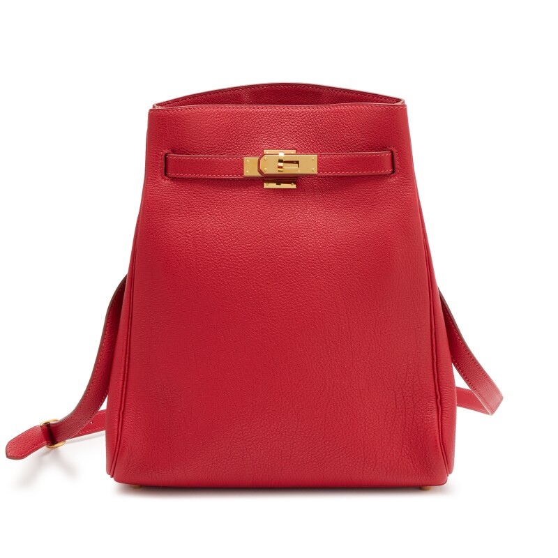 Hermes Vintage Rouge Vif Togo Kelly Sport 24 Gold Hardware, 2002