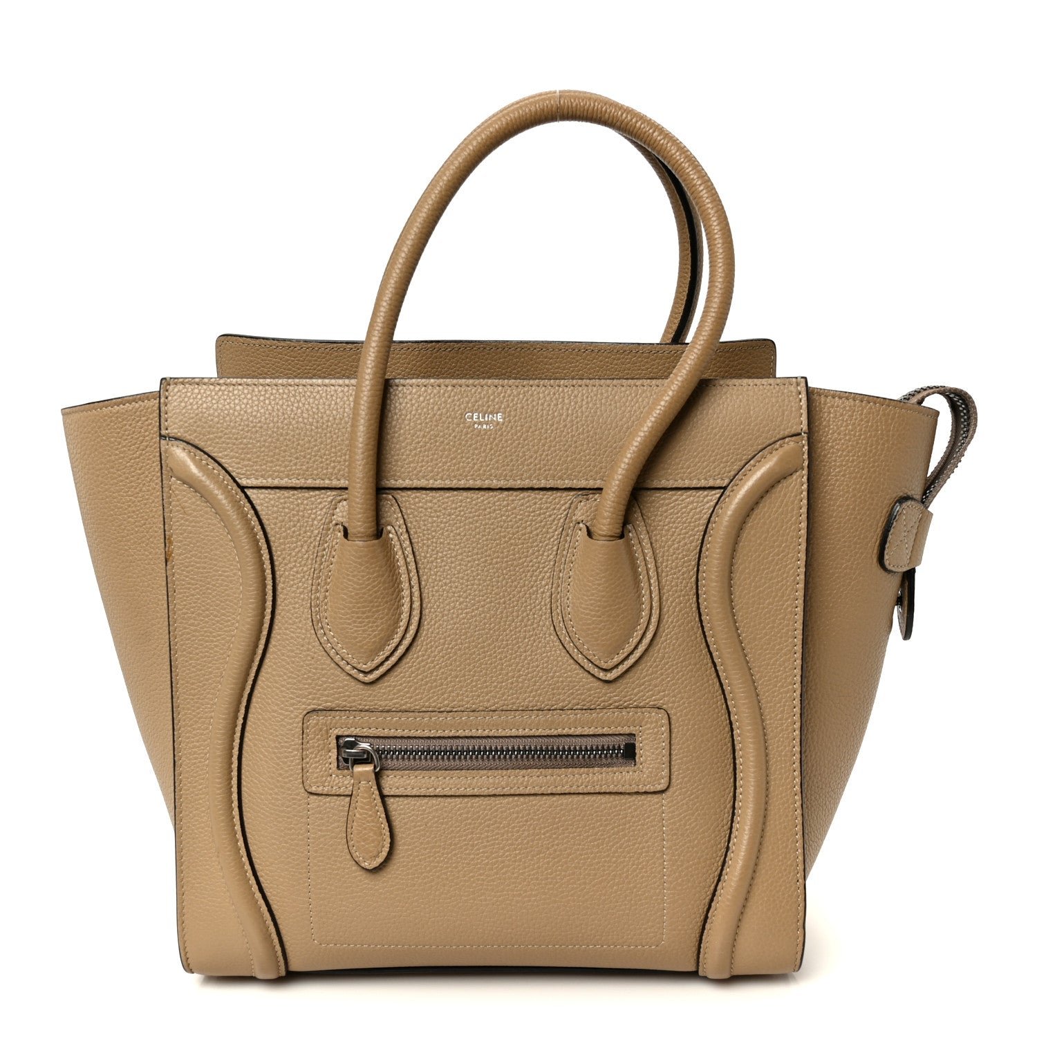 Celine Drummed Calfskin Micro Luggage Dune