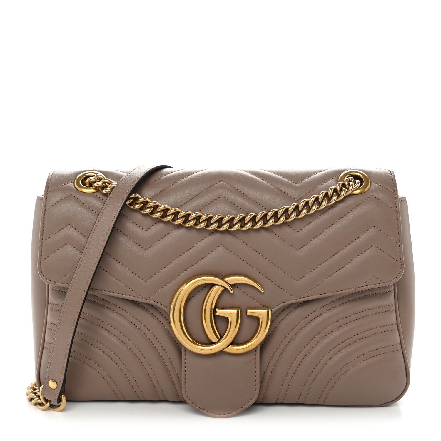 Gucci Calfskin Matelasse Medium GG Marmont Shoulder Bag Porcelain Rose