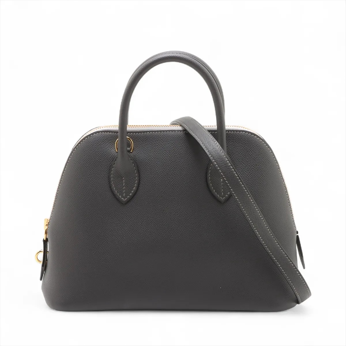 Hermès Bolide 1923 25 Veau Epsom Graphite x gripere Gold Metal Fittings