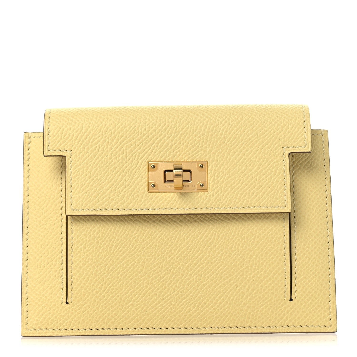 Hermes Epsom Kelly Pocket Compact Wallet Jaune Poussin