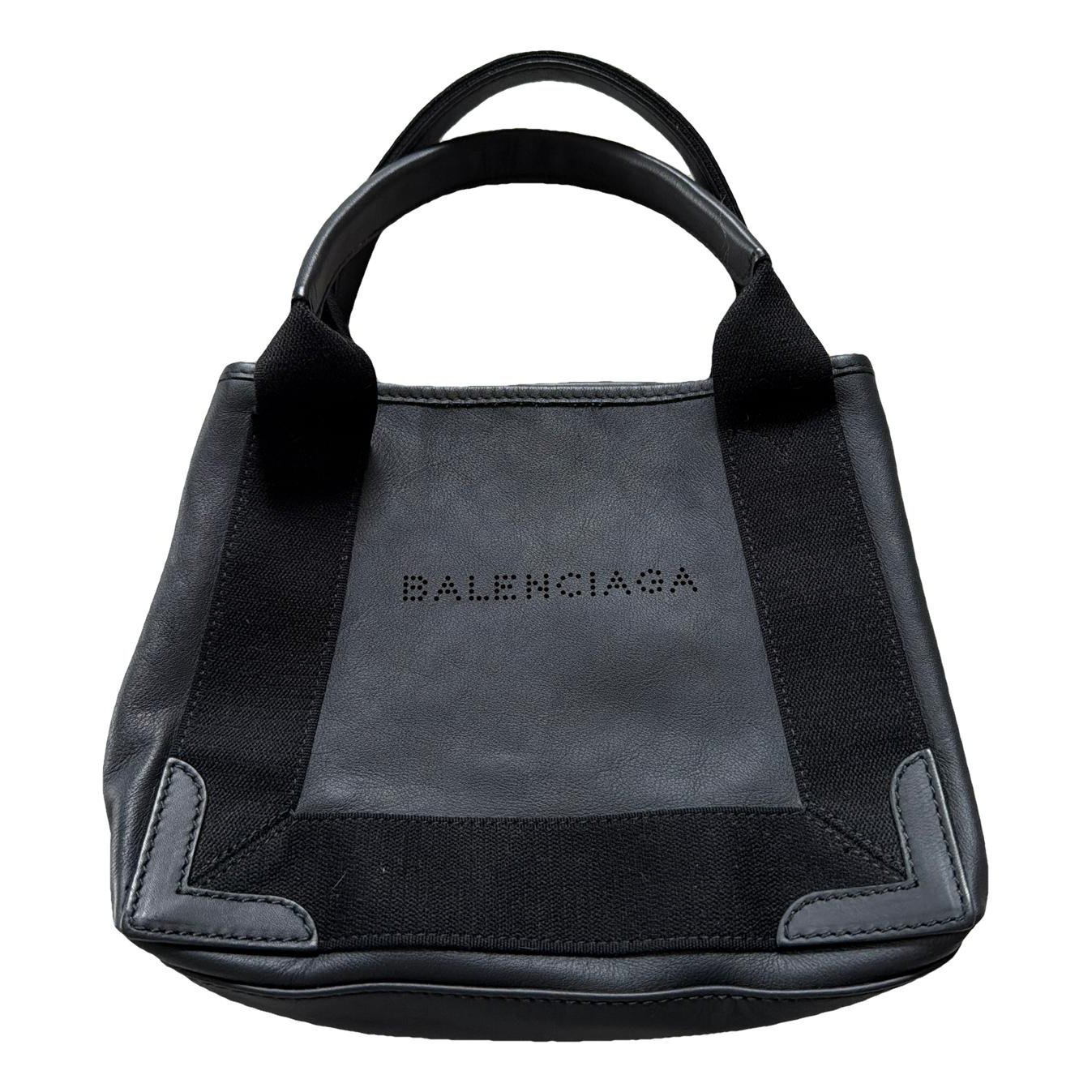 Navy cabas leather tote