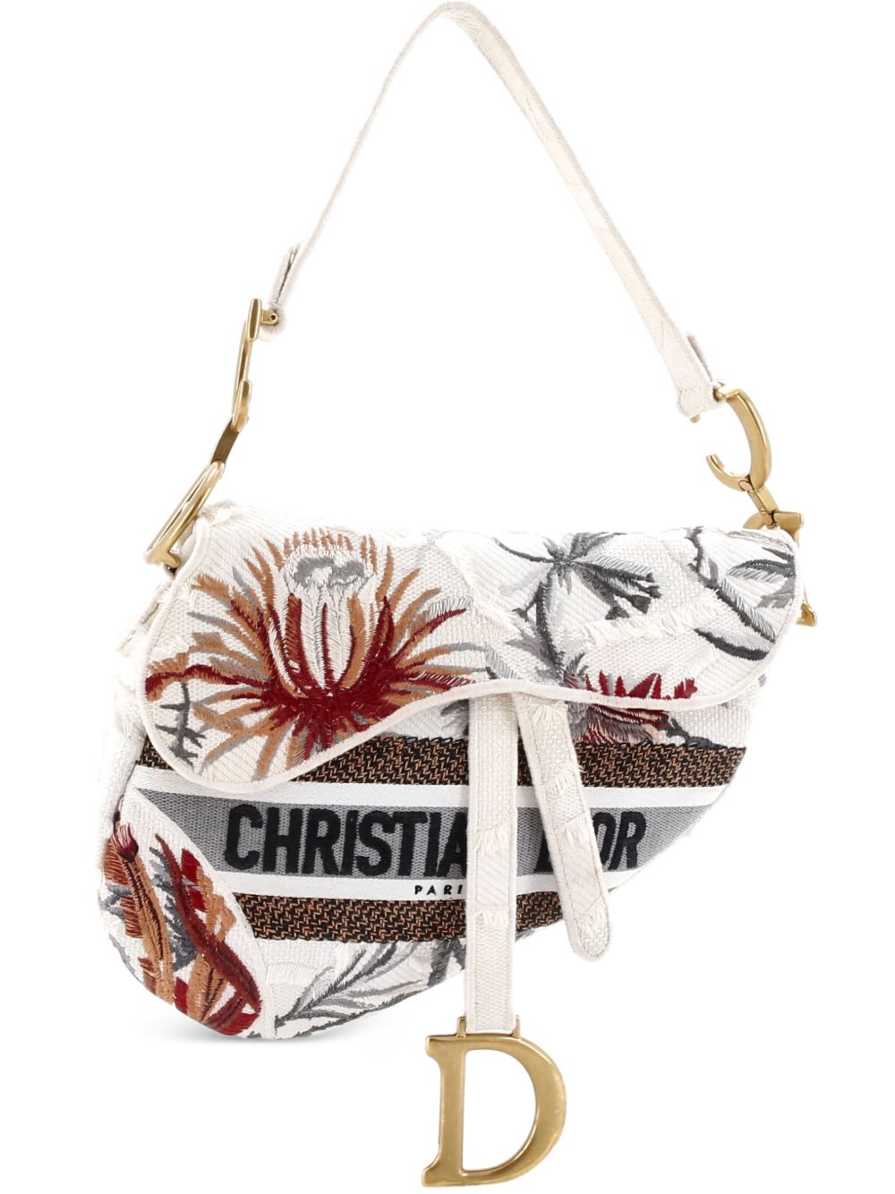 Saddle Bag Logo Embroidered Canvas Medium shoulder bag