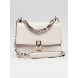 Fendi Fendi Grey Calfskin Leather Small I Kan Chain Shoulder Bag 8M0381