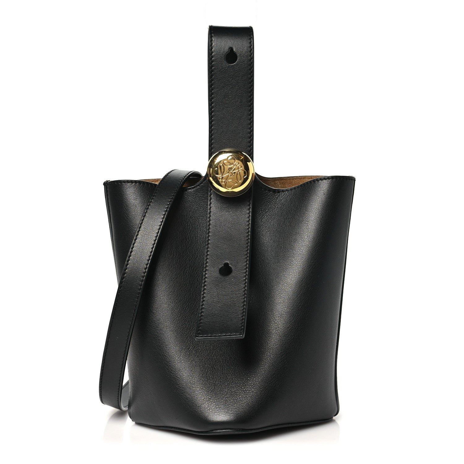 Loewe Smooth Calfskin Mini Pebble Bucket Bag Black