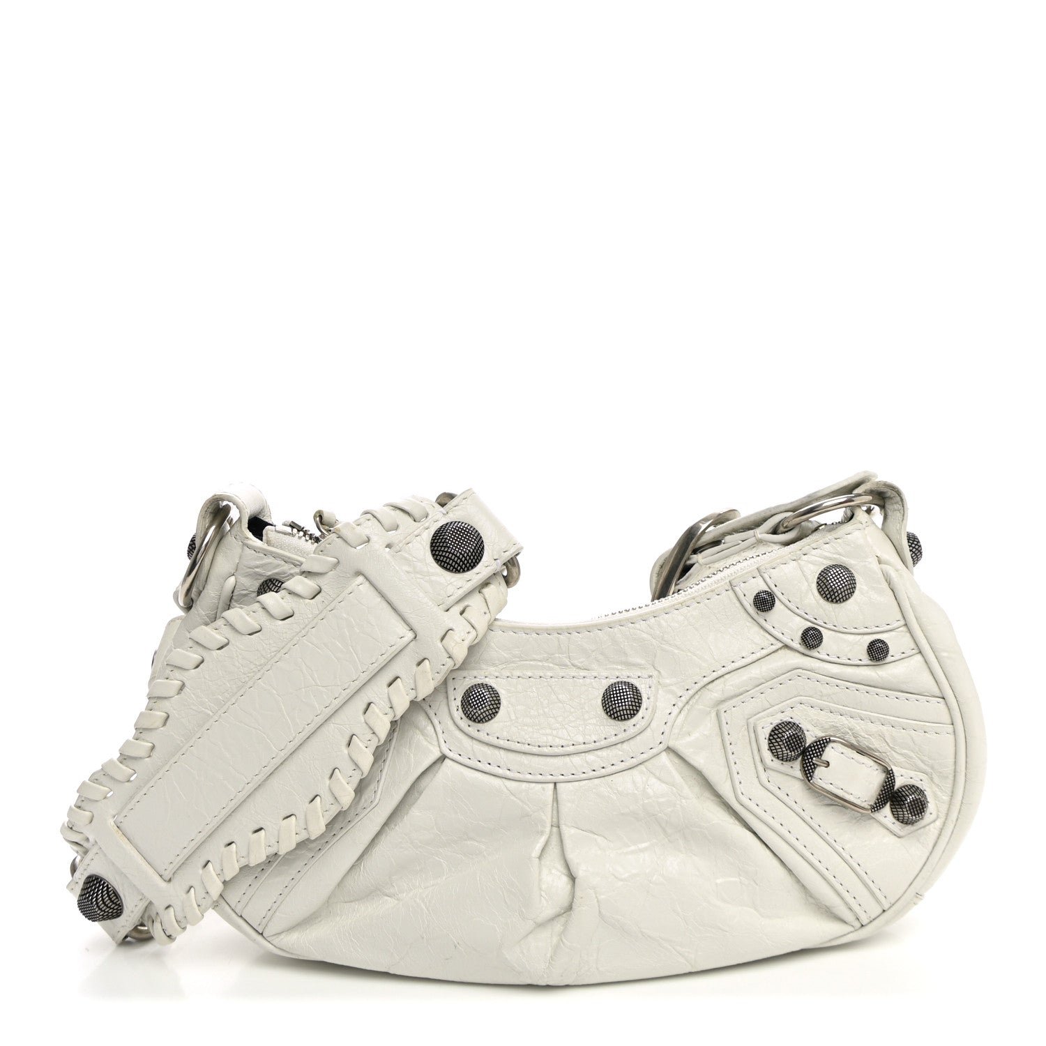Balenciaga Agneau Arena Le Cagole Shoulder Bag XS Optic White