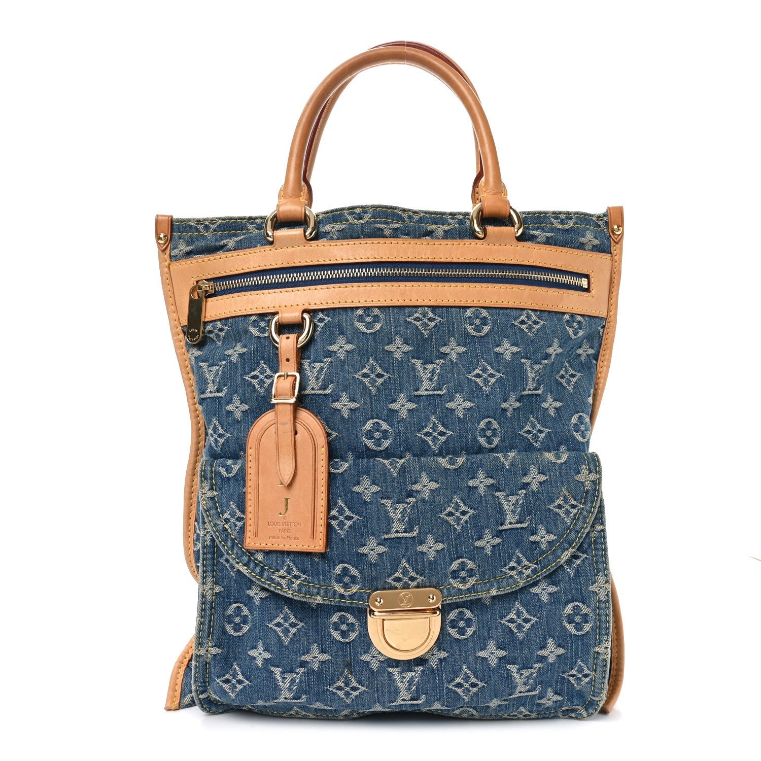 Louis Vuitton Monogram Denim Flat Shopper Tote Blue