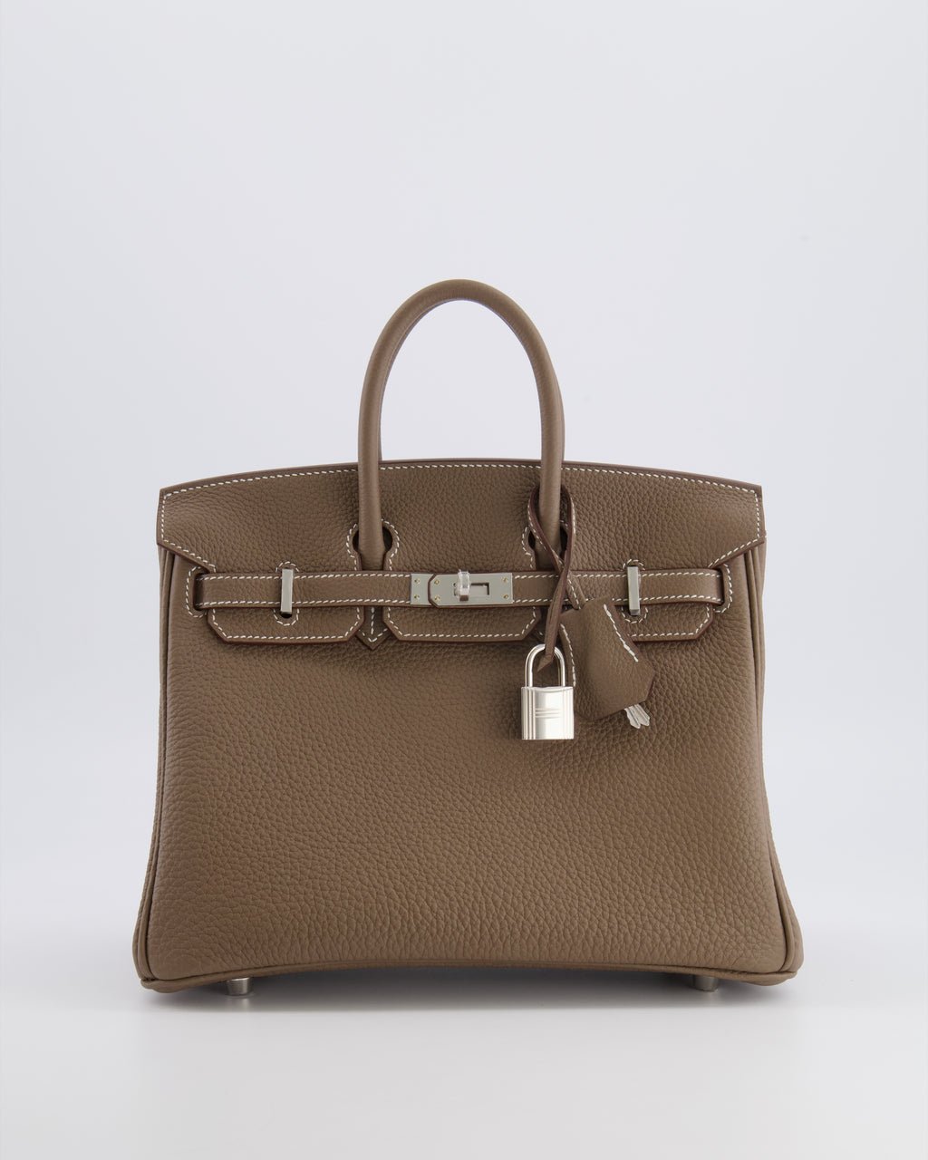 Hermes Hermès Birkin 25 Retourne Bag in Etoupe Togo Leather with Palladium Hardware