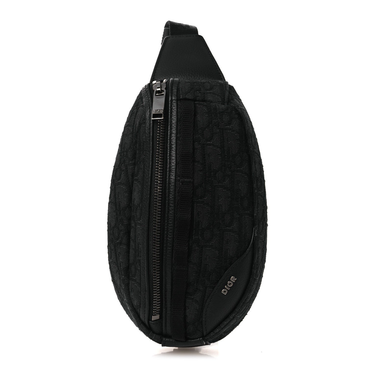 Christian Dior Grained Calfskin Oblique Scarab Sling Bag Black
