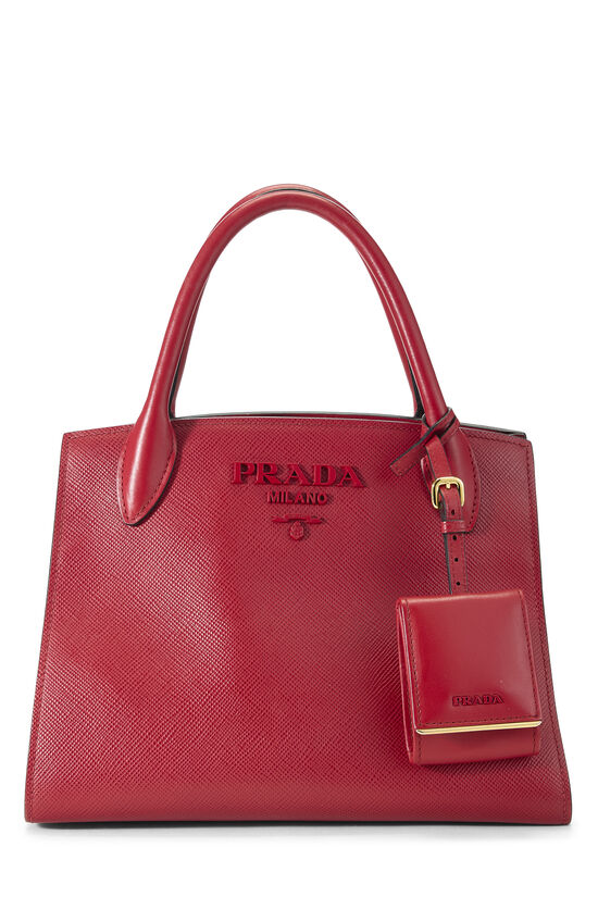 Prada Red Saffiano Monochrome Tote Small