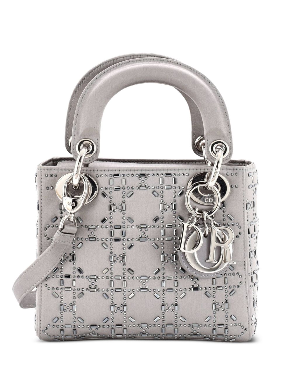 Dior Lady Dior Bag Crystal Embellished Cannage Quilt Satin Mini satchel