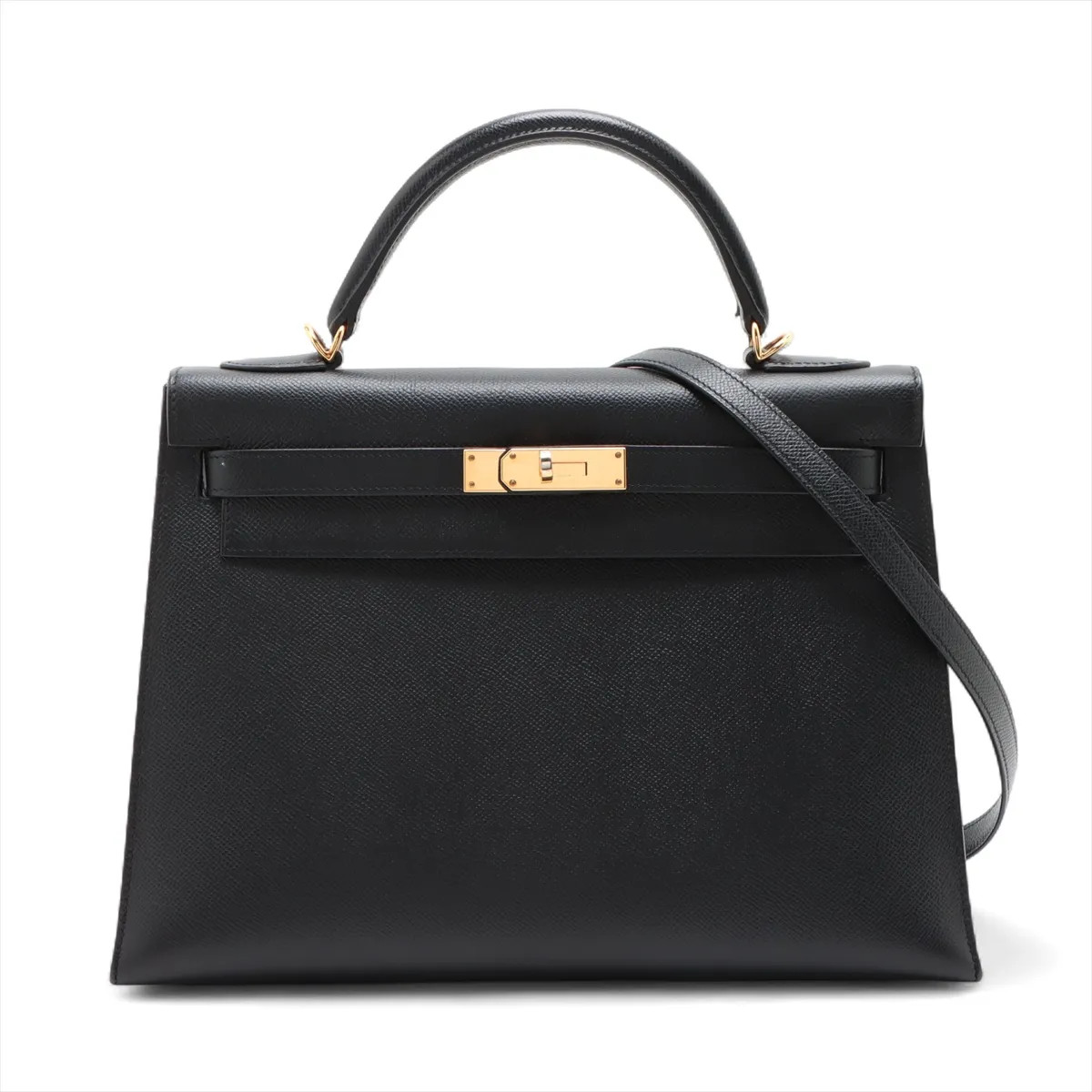 Hermès Kelly 32 Serie Veau Epsom Black Gold Metal Fittings