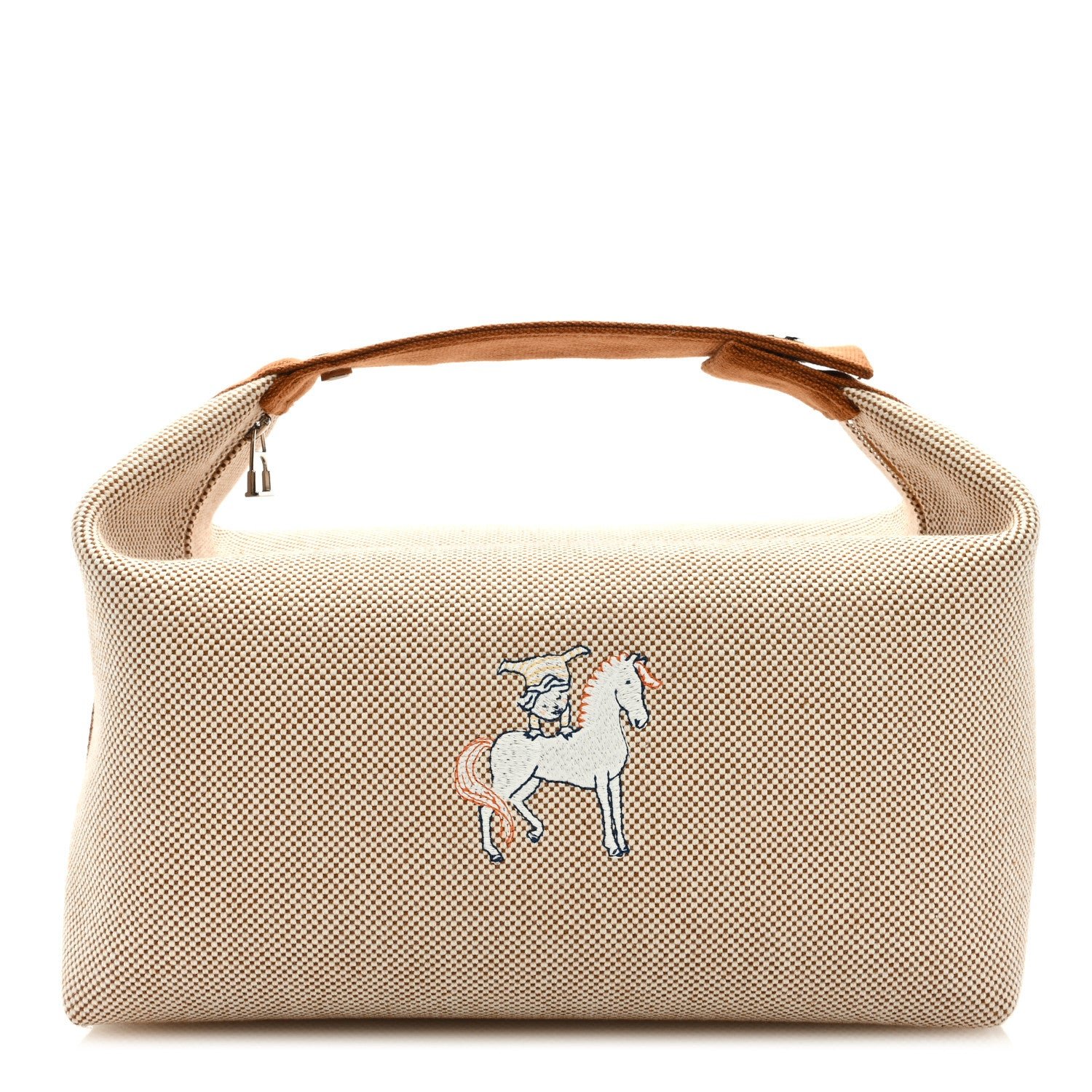 Hermes Canvas Large Bride-A-Brac Cabriole Case Biscuit