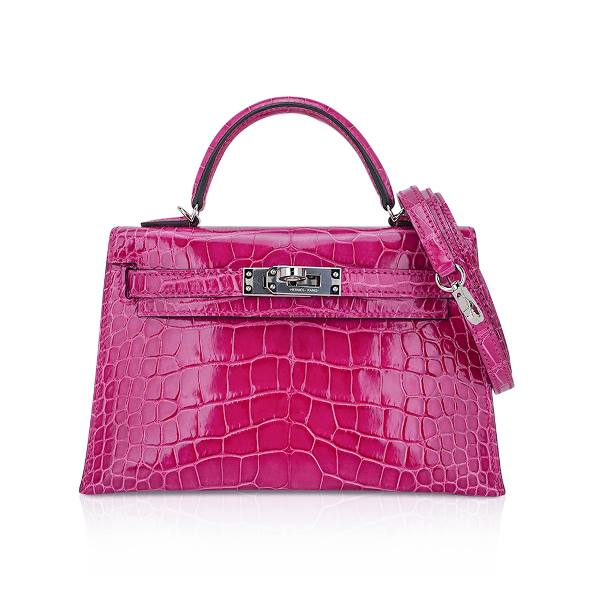 Hermes Hermes Limited Edition Mini Kelly 20 Sellier Rose Scheherazade Alligator Bag Palladium Hardware