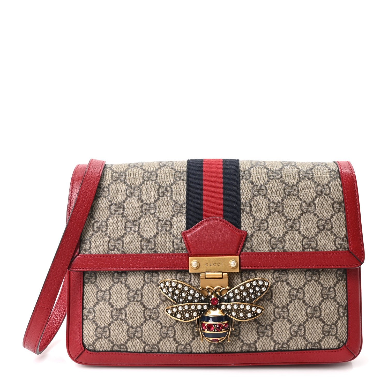 Gucci GG Supreme Monogram Medium Queen Margaret Shoulder Bag Red