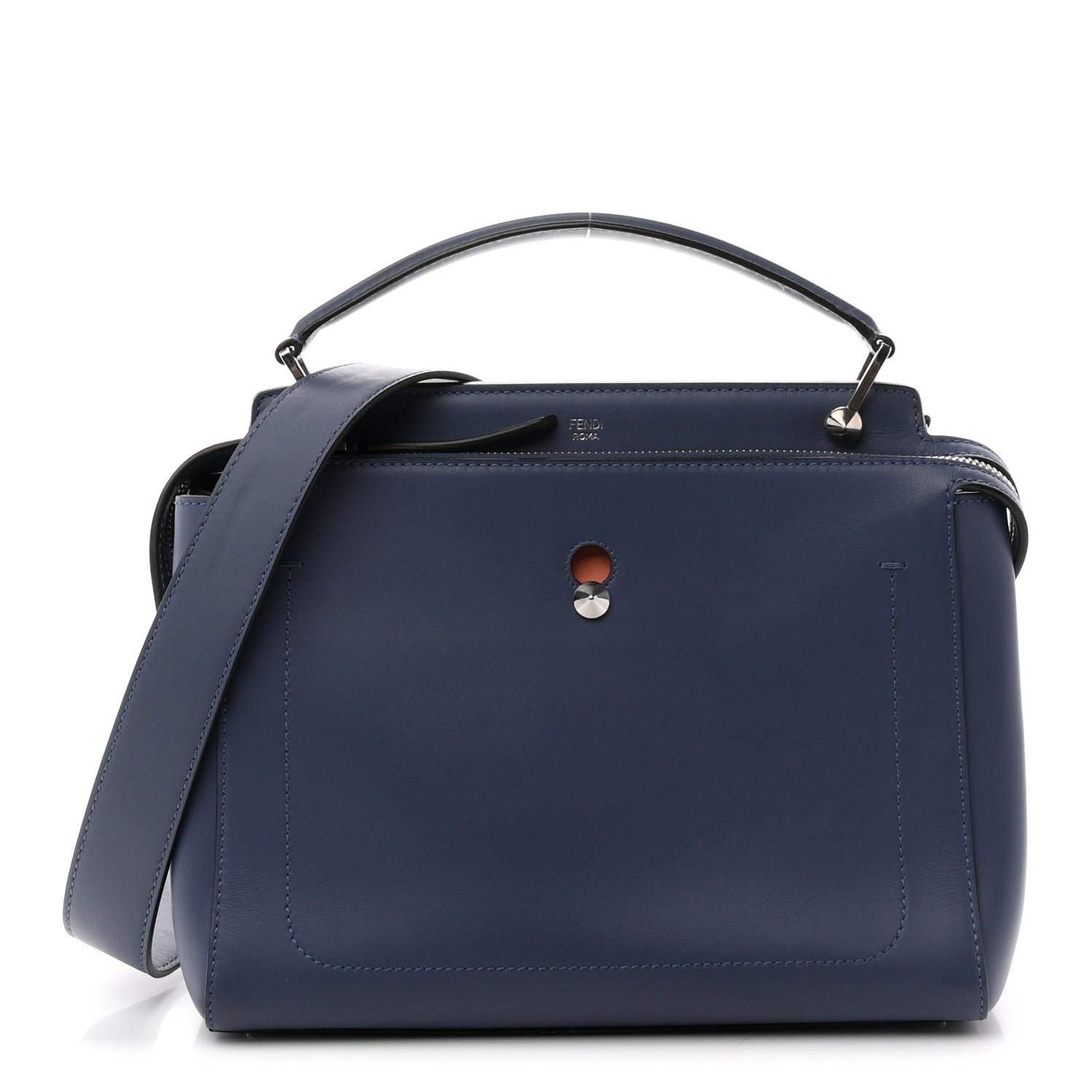 Fendi Vitello Baltico Dolce DotCom Satchel Blue