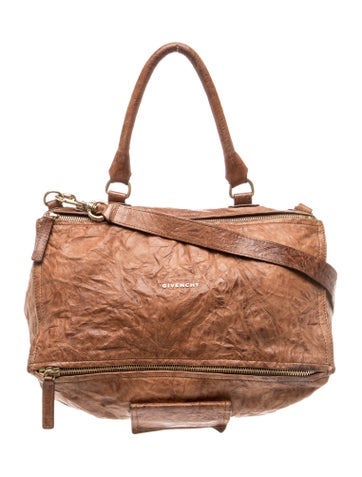 Signature Brown Wrinkled Sheepskin Leather Pandora bag Large